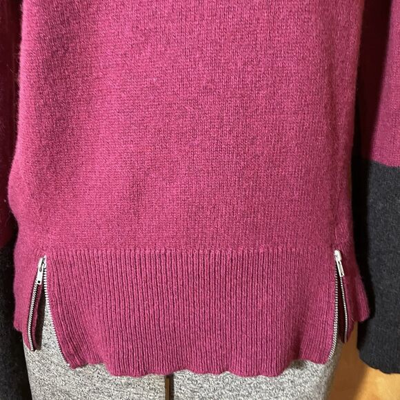 Eileen Fisher Italian Yarn Colorblock Sweater Women’s Small burgundy Charcoal - Picture 8 of 10